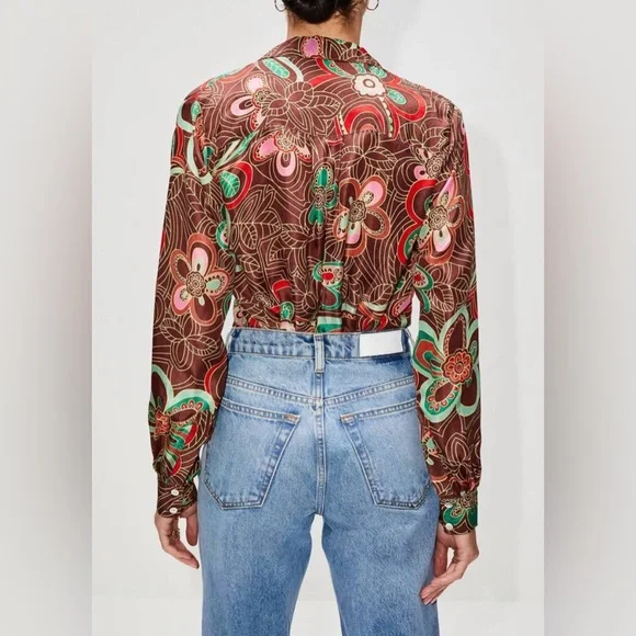 Alix Of BohemiaGogo Chocolate Silk Blouse L